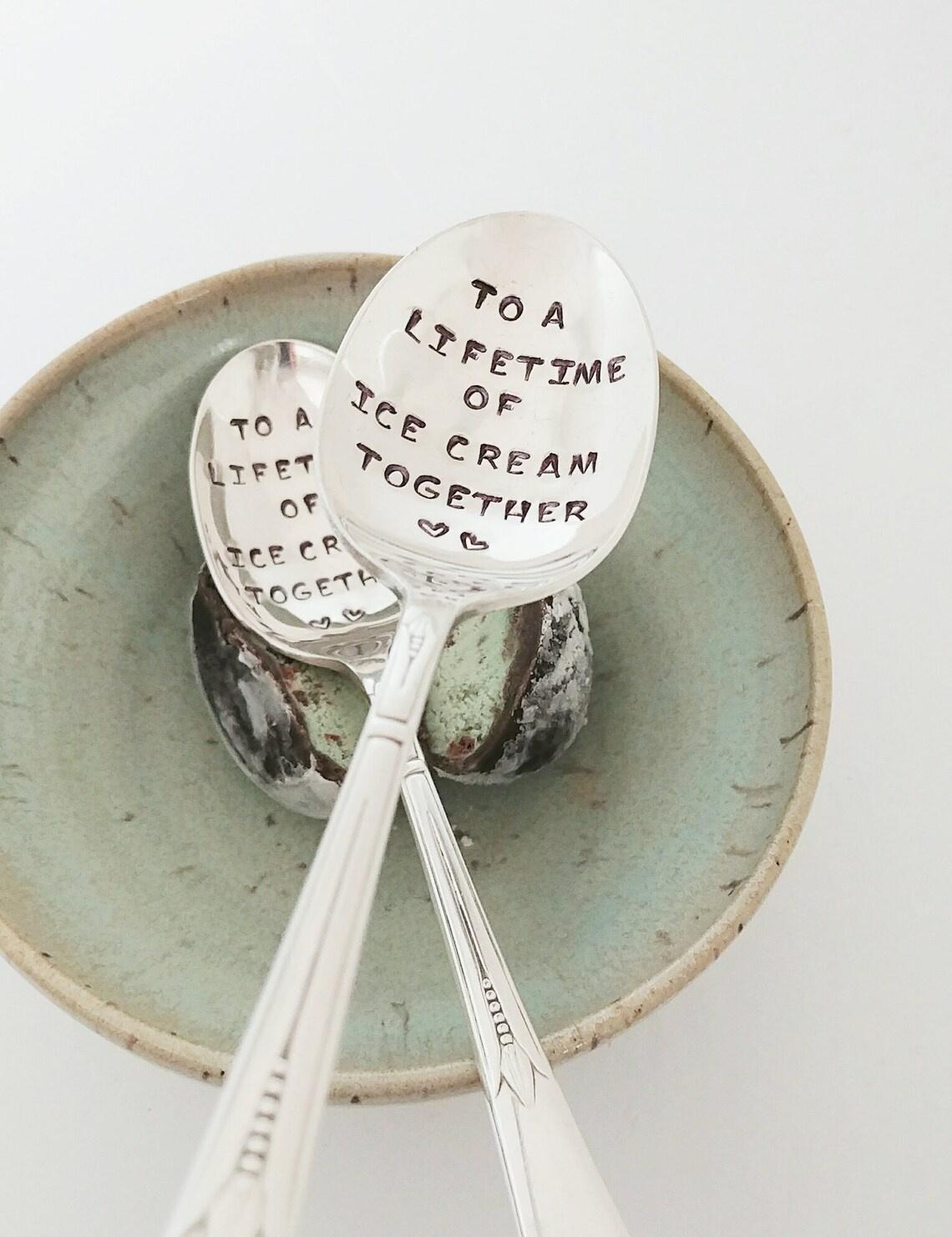 To a Lifetime of Ice Cream Together spoons fifth anniversary modern gift