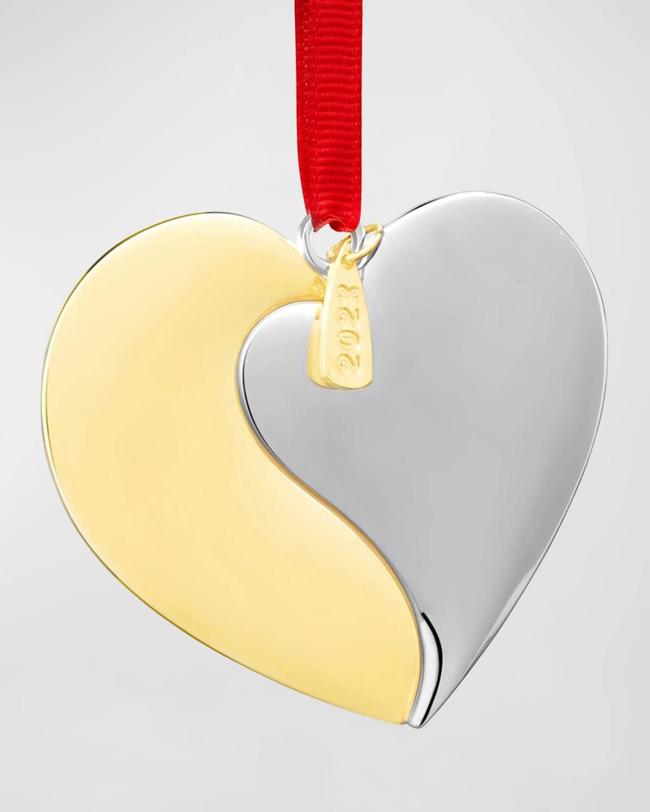 silver and gold heart ornament
