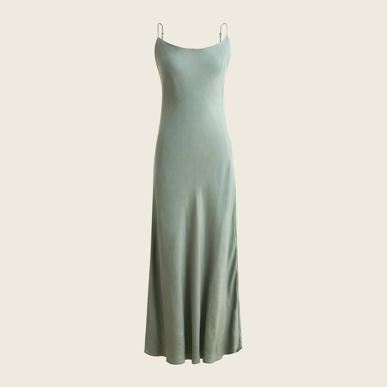 Sage green slip spring wedding guest dress