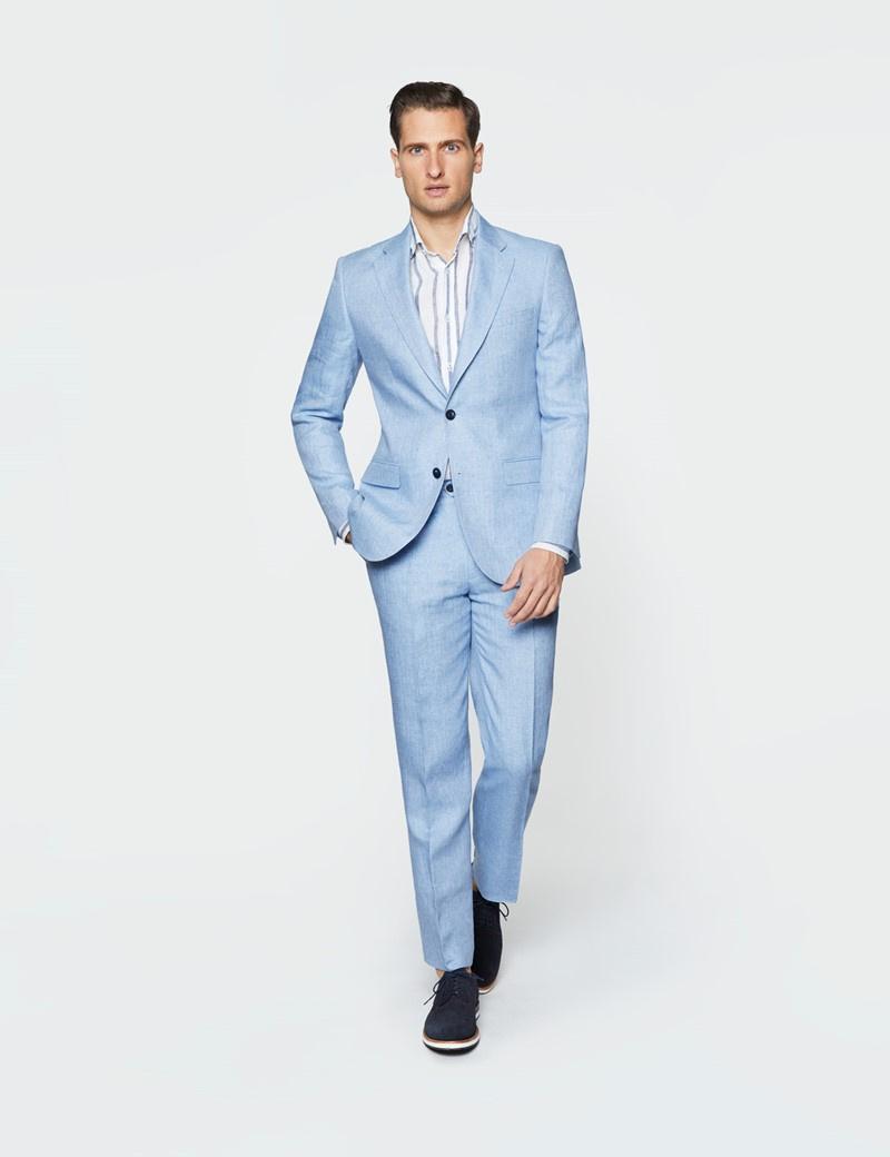 Blue suit best sale wedding guest