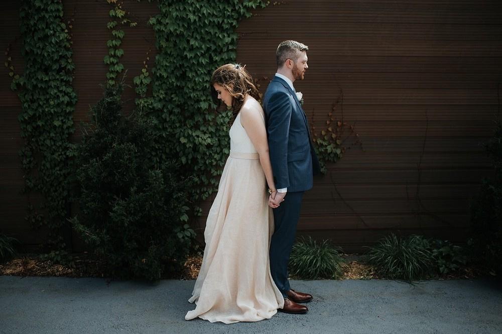 beige and white wedding dress