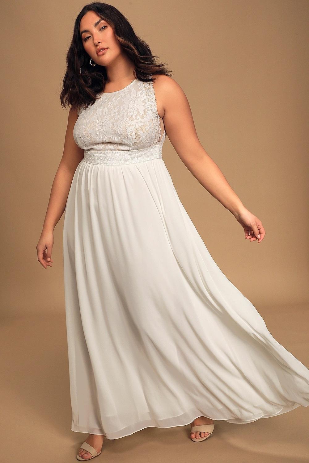 White rehearsal dinner hot sale dress plus size