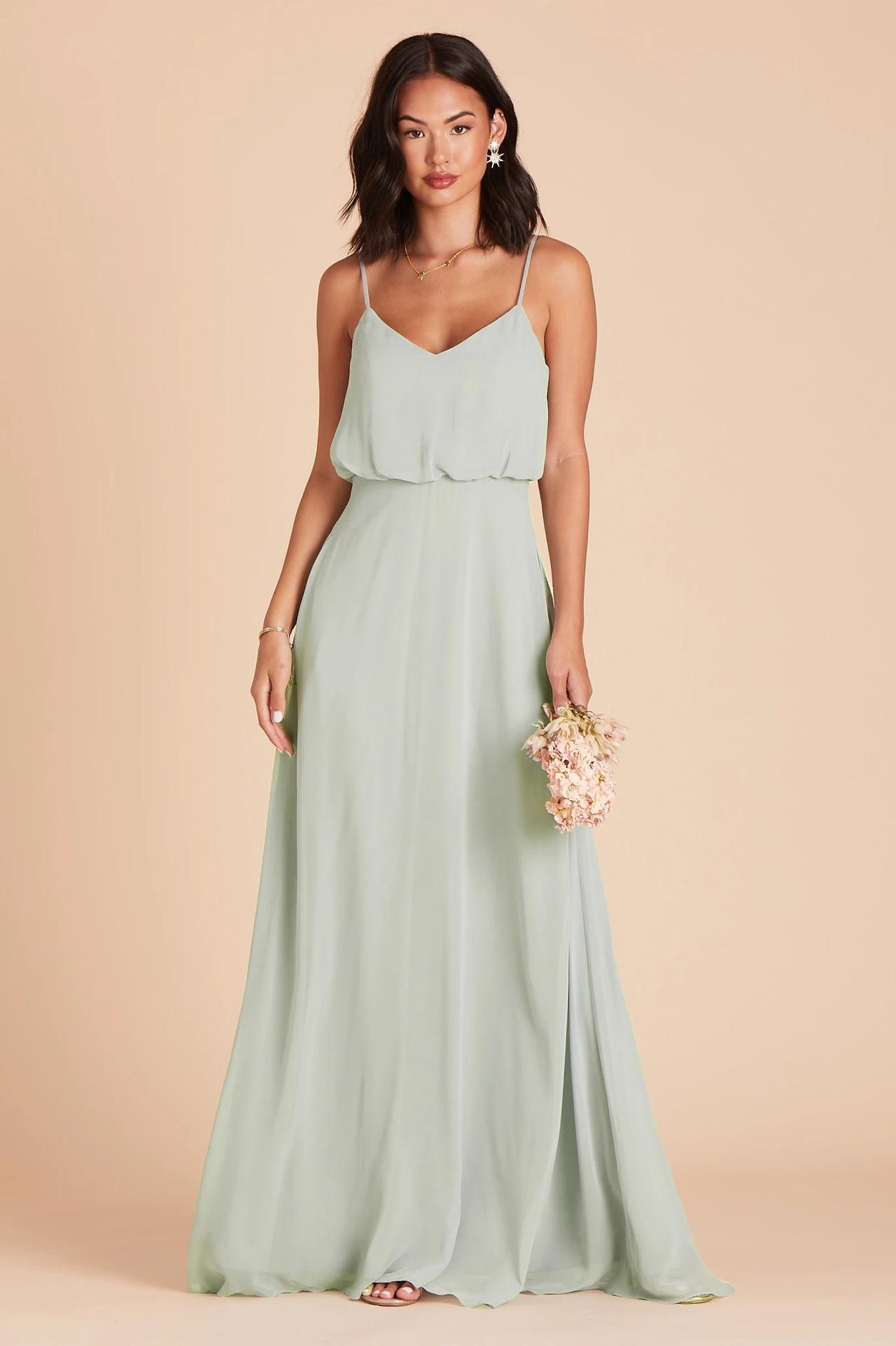 Pastel green hot sale bridesmaid dress