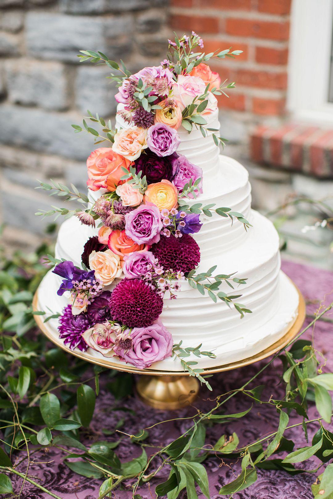 purple rose wedding cakes