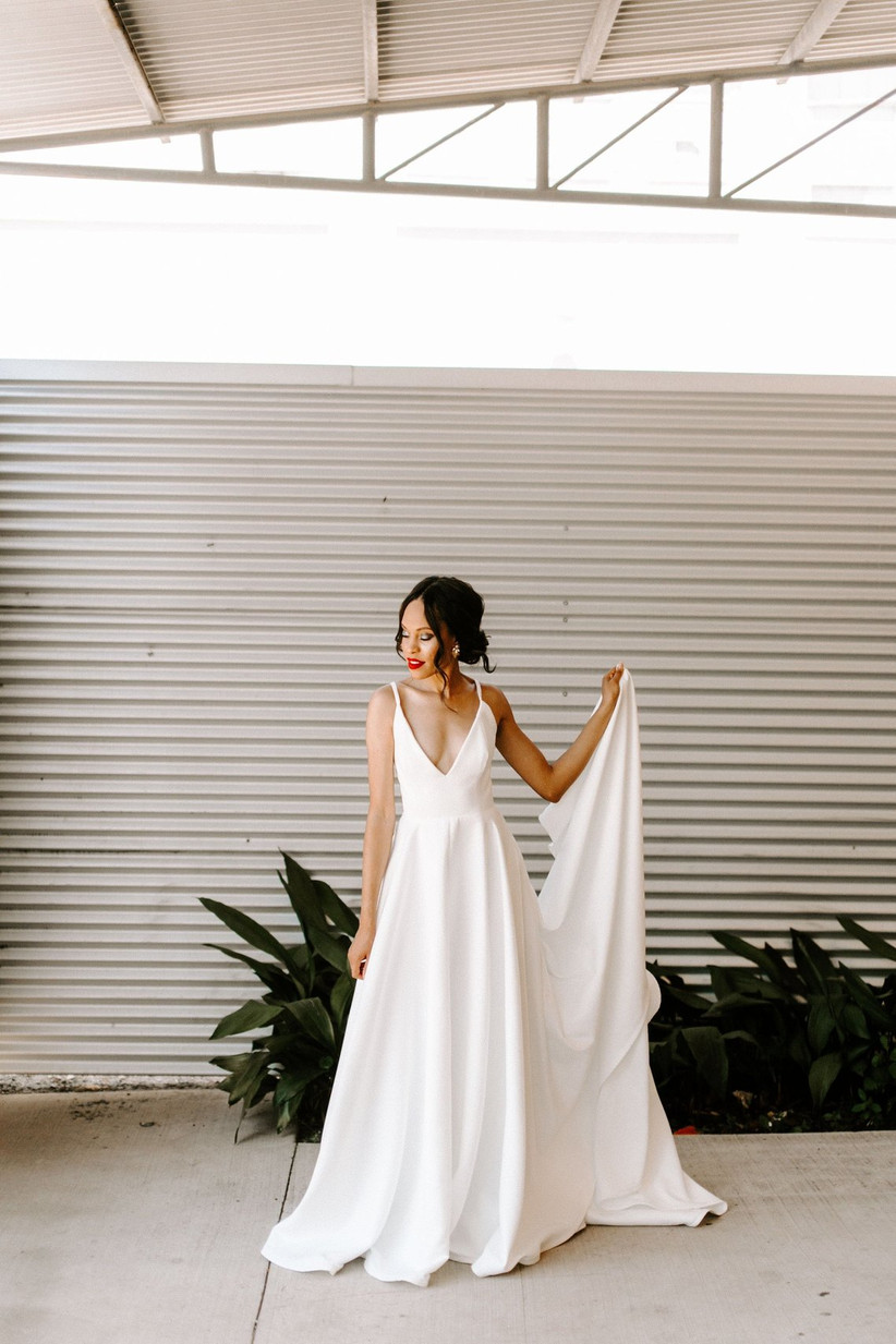 simple white flowy wedding dress