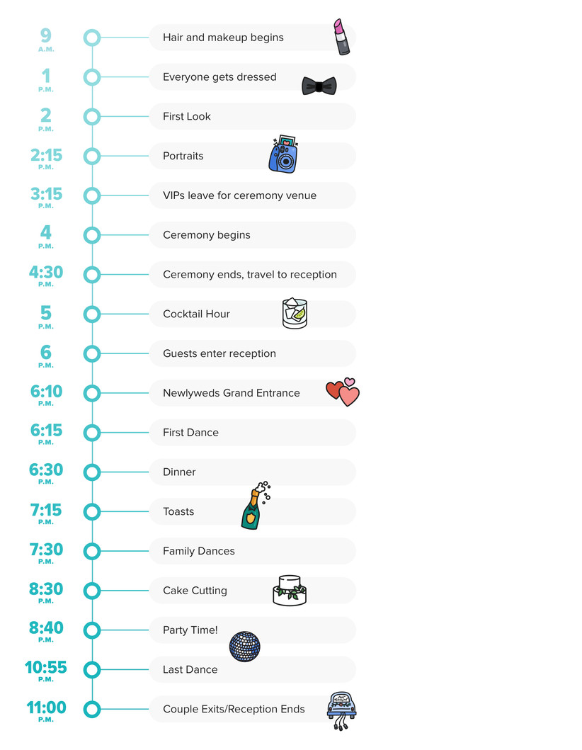 A Wedding Day Timeline Template Rules To Follow WeddingWire