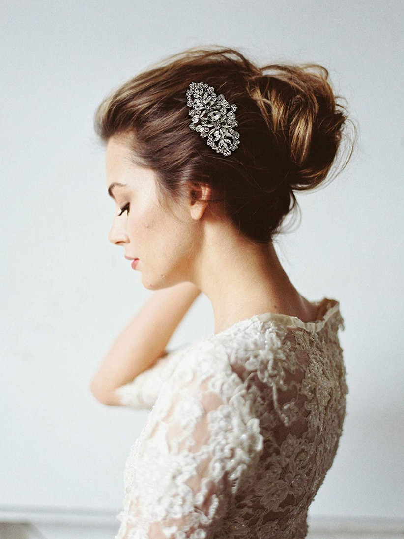 simple bridal hair comb