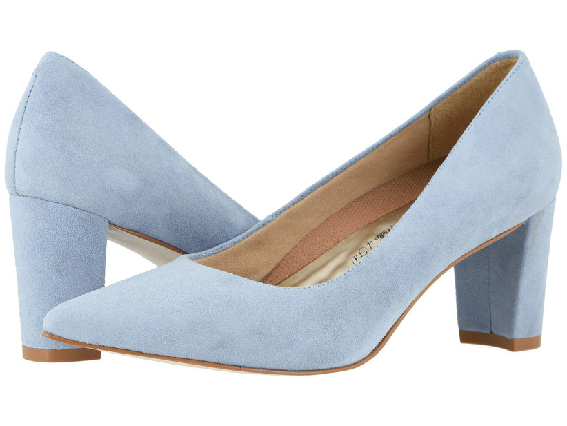 blue block heel wedding shoes
