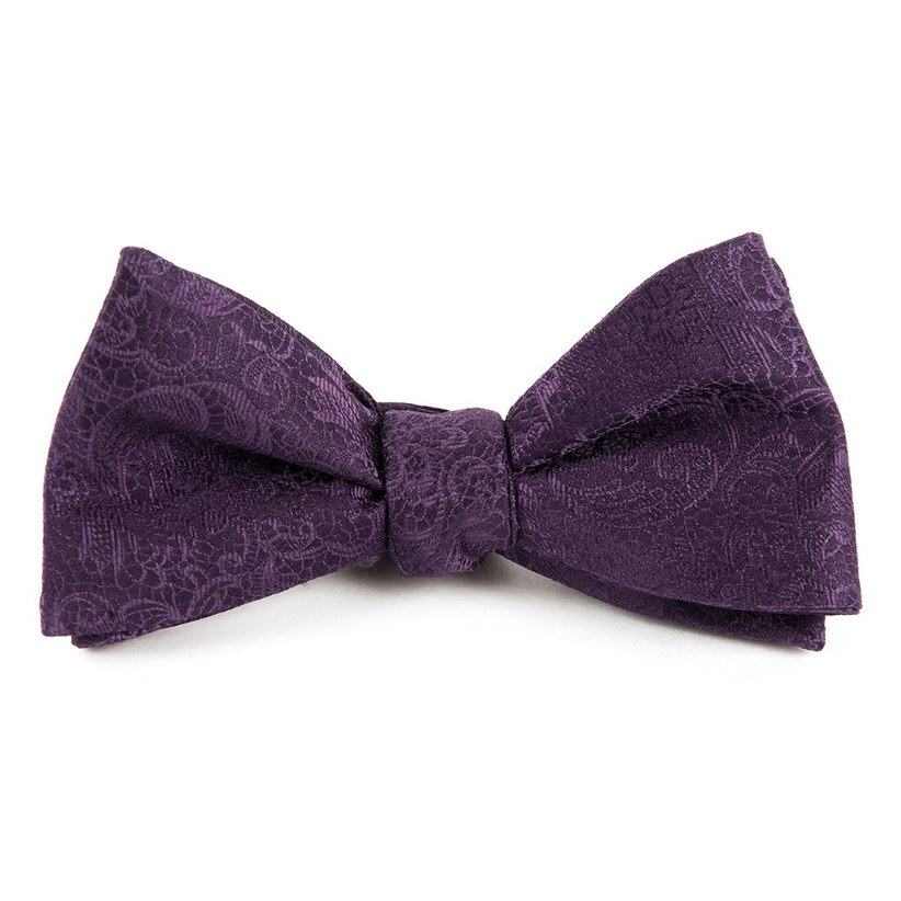 Purple Polka Dot Feather Bow Tie