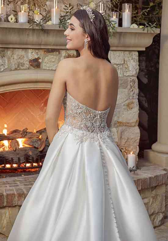 Style 2444 Rebekah, Strapless 3D Floral Lace Fit and Flare Wedding Dress  with Removable Skirt by Casablanca Bridal