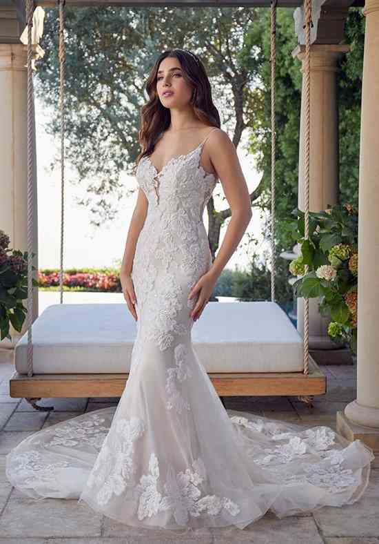 Spaghetti Strap Fit and Flare Wedding Dress