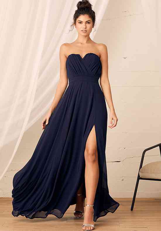 blue maxi bridesmaid dress