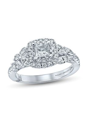 Monique Lhuillier Bliss Diamond Engagement Ring 1-1/6 ct tw Princess, Marquise & Round-cut 18K White Gold, Kay Jewelers
