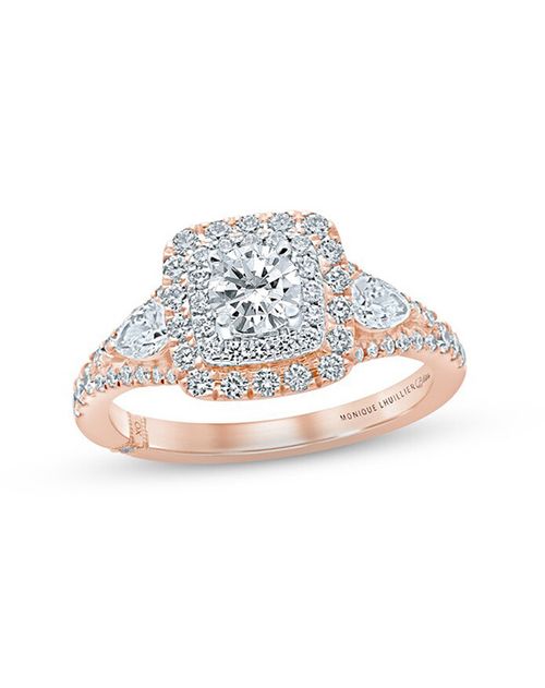 Monique Lhuillier Bliss Diamond Engagement Ring 1-1/6 ct tw Round & Pear-Shaped 18K Two-Tone Gold, Kay Jewelers