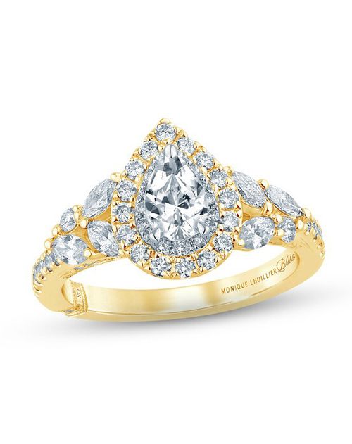 Monique Lhuillier Bliss Diamond Engagement Ring 1-1/4 ct tw Pear, Round & Marquise-cut 18K Two-Tone Gold, Kay Jewelers
