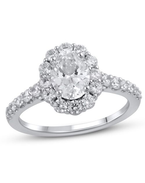 Lab-Created Diamonds by KAY Engagement Ring 1-3/4 ct tw Oval/Round-Cut 14K White Gold, Kay Jewelers