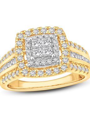 Multi-Diamond Engagement Ring 1 ct tw Princess/Round/Baguette 14K Two-Tone Gold, Kay Jewelers