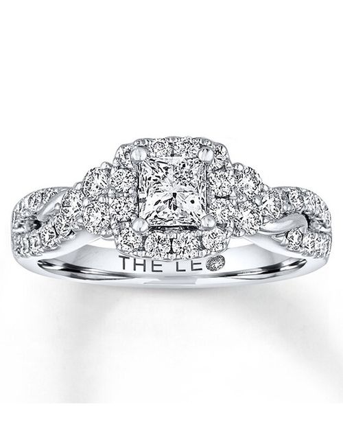 THE LEO Diamond Engagement Ring 1-1/8 ct tw Princess & Round-cut 14K White Gold, Kay Jewelers