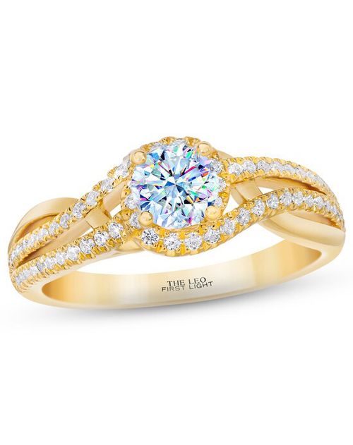 THE LEO First Light Diamond Engagement Ring 3/4 ct tw Round-cut 14K Yellow Gold, Kay Jewelers