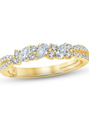 Monique Lhuillier Bliss Diamond Anniversary Ring 1/2 ct tw Pear & Round-cut 18K Yellow Gold, Kay Jewelers