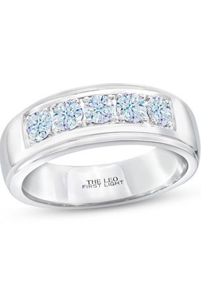 Men's THE LEO First Light Diamond Wedding Band 1 ct tw Round-cut 14K White Gold, Kay Jewelers