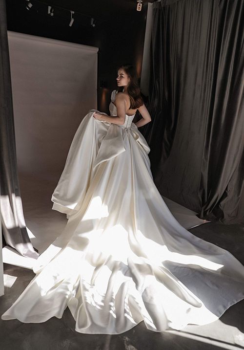 Classic Mikado Wedding Dress Gloria with Huge Bow, Olivia Bottega