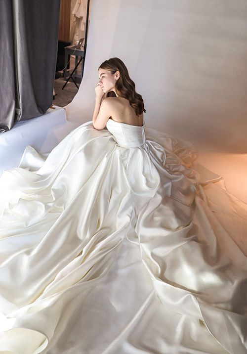 Classic Mikado Wedding Dress Gloria with Huge Bow, Olivia Bottega