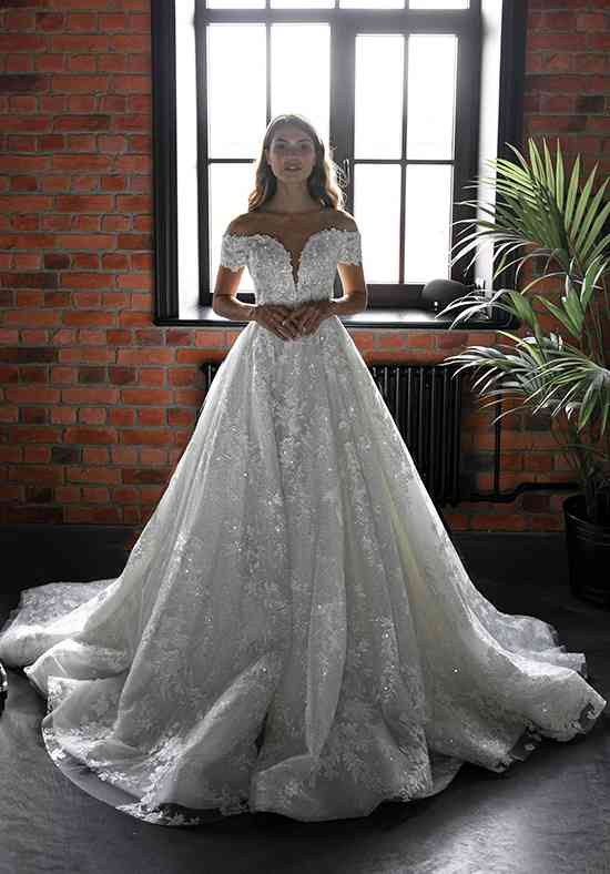 Princess Lace Off-the-Shoulders Wedding Dress Charlotte Ball Gown Wedding  Dress by Olivia Bottega 