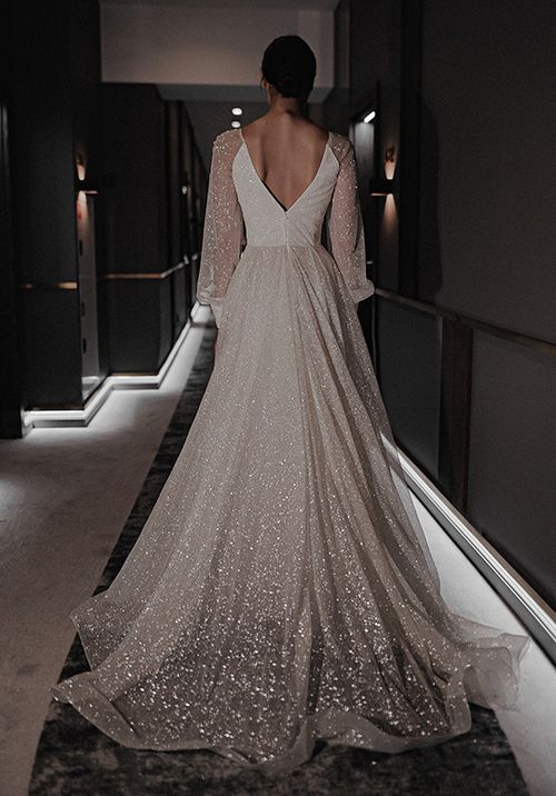 Sparkly Wedding Dress Ella With High Leg Slit, Olivia Bottega