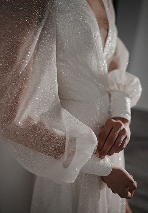 Sparkly Wedding Dress Ella With High Leg Slit, Olivia Bottega