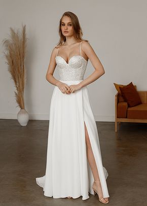 Chiffon Wedding & Evening Dress Deila with leg slit, Olivia Bottega