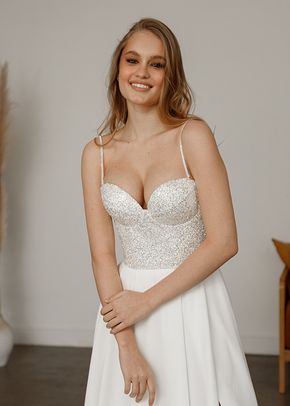 Chiffon Wedding & Evening Dress Deila with leg slit, Olivia Bottega