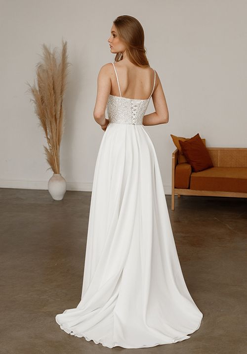 Chiffon Wedding & Evening Dress Deila with leg slit, Olivia Bottega