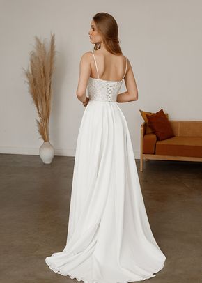 Chiffon Wedding & Evening Dress Deila with leg slit, Olivia Bottega