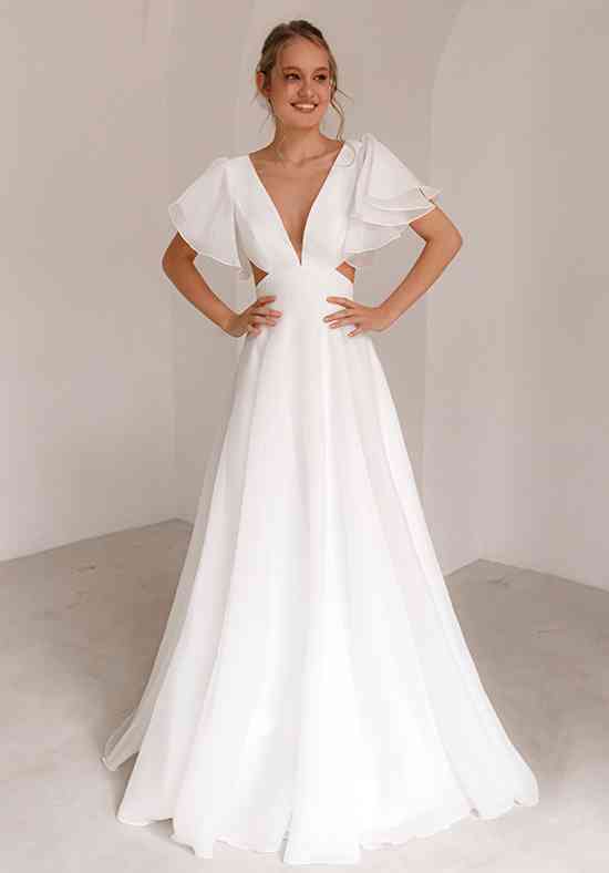 Minimalist Silk Organza Wedding Dress Juno A line Wedding Dress by