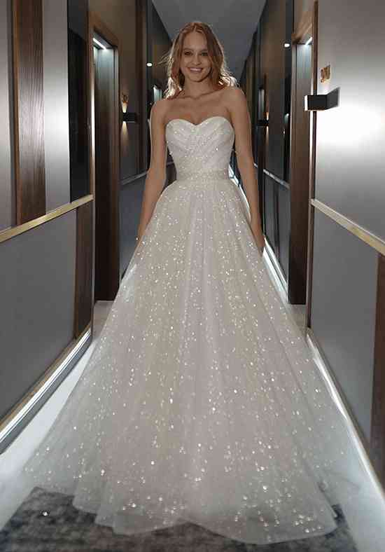 Ball Gown V-neck Glitter Chapel Train Wedding Dresses | MillyBridal
