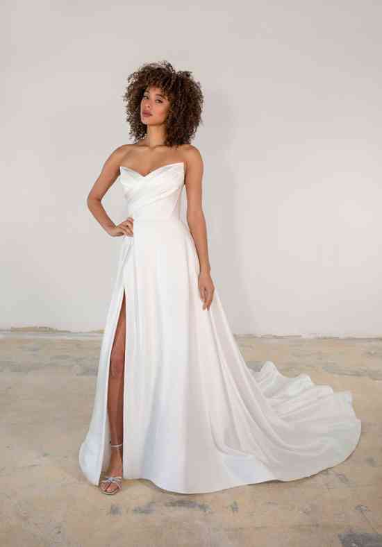 Strapless Satin Wedding Dress with Skirt Slit