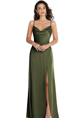 Cowl-Neck A-Line Maxi Dress with Adjustable Straps - TH098, 4457
