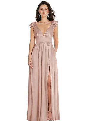 Deep V-Neck Ruffle Cap Sleeve Maxi Dress with Convertible Straps - TH094, 4457
