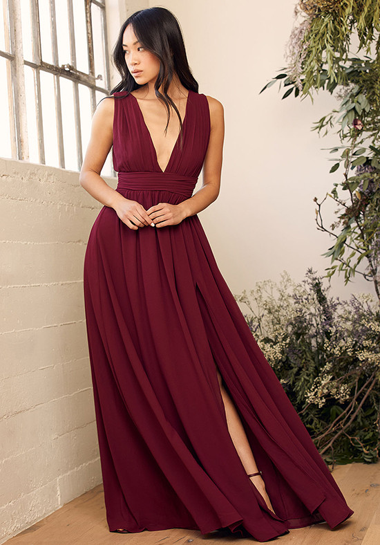 burgundy maxi dress bridesmaid