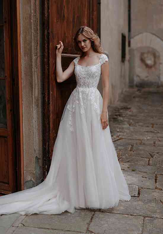 bridal gown with caps