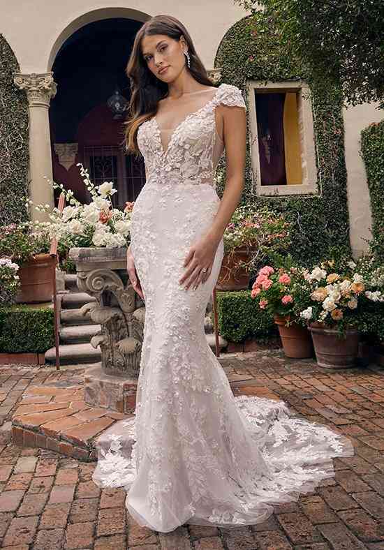 Tulle Lace Cap Sleeve Mermaid Wedding Bridal Dress Detachable