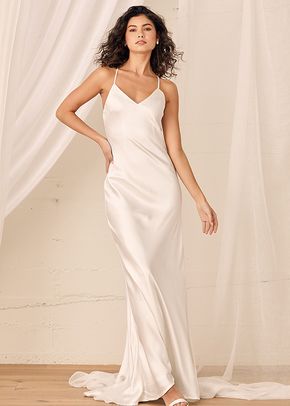 Always My Love White Satin V-Neck Maxi Dress, 4413