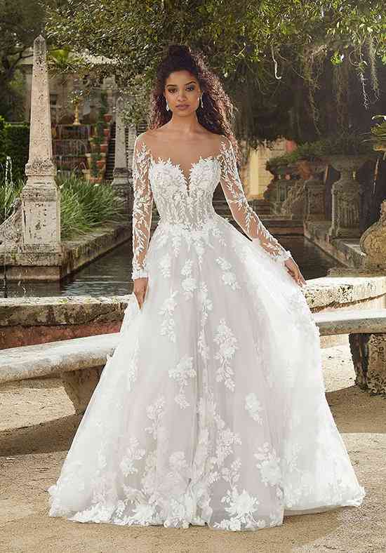 Illusion Sleeves Wedding Dress Photos 