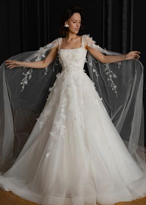 Floral Lace Wedding Dress Chyanne with Detachable Wings, 4491