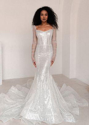 Glitter Wedding Dress Addison with Long Sleeves, Olivia Bottega