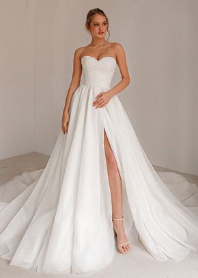 Sparkle Sleeveless Wedding Dress Mirrorball with Leg Slit, 4491