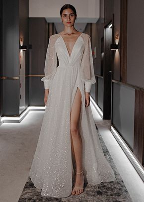 Sparkly Wedding Dress Ella With High Leg Slit, Olivia Bottega