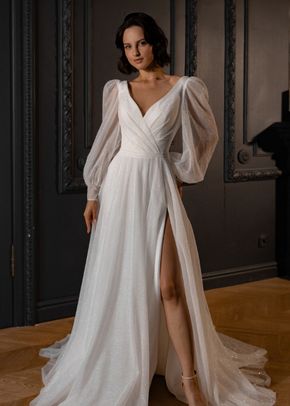 Sparkly Wedding Dress Inger With Leg Slit, 4491