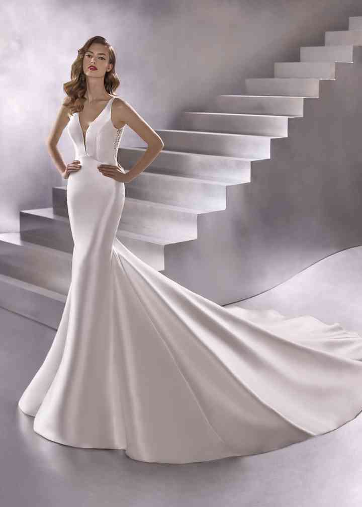 silk long wedding dress